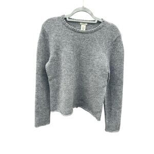 L.L.Bean Gray Angora Lambswool Cropped Sweater Womens Small Soft Knit